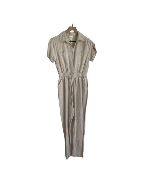 Jessica Simpson Pants - Jessica Simpson Short Sleeve Linen Jumpsuit Beige Small